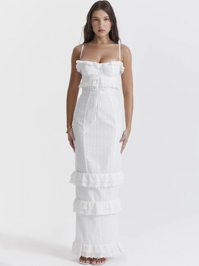 Vestido Longo com Babados Laise Lolla - GOLDEN ERA