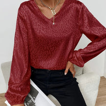 Blusa Casual de Cetim Leopard