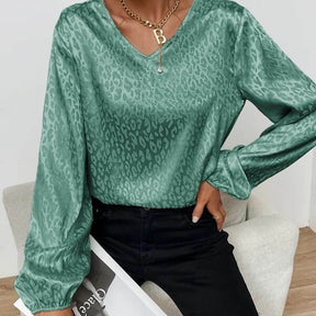 Blusa Casual de Cetim Leopard