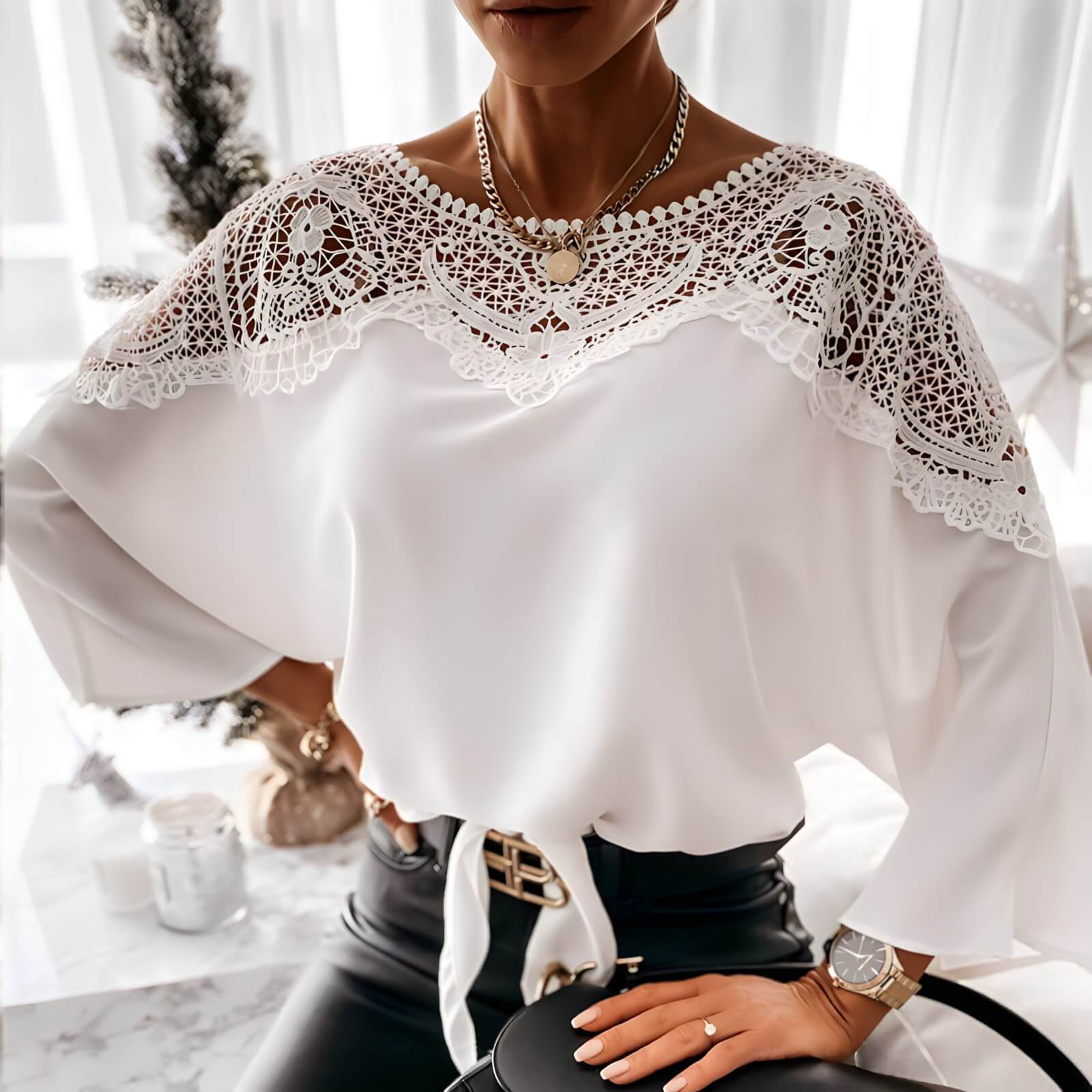 Blusa com Detalhes Crocheter