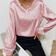 Blusa Casual de Cetim Leopard