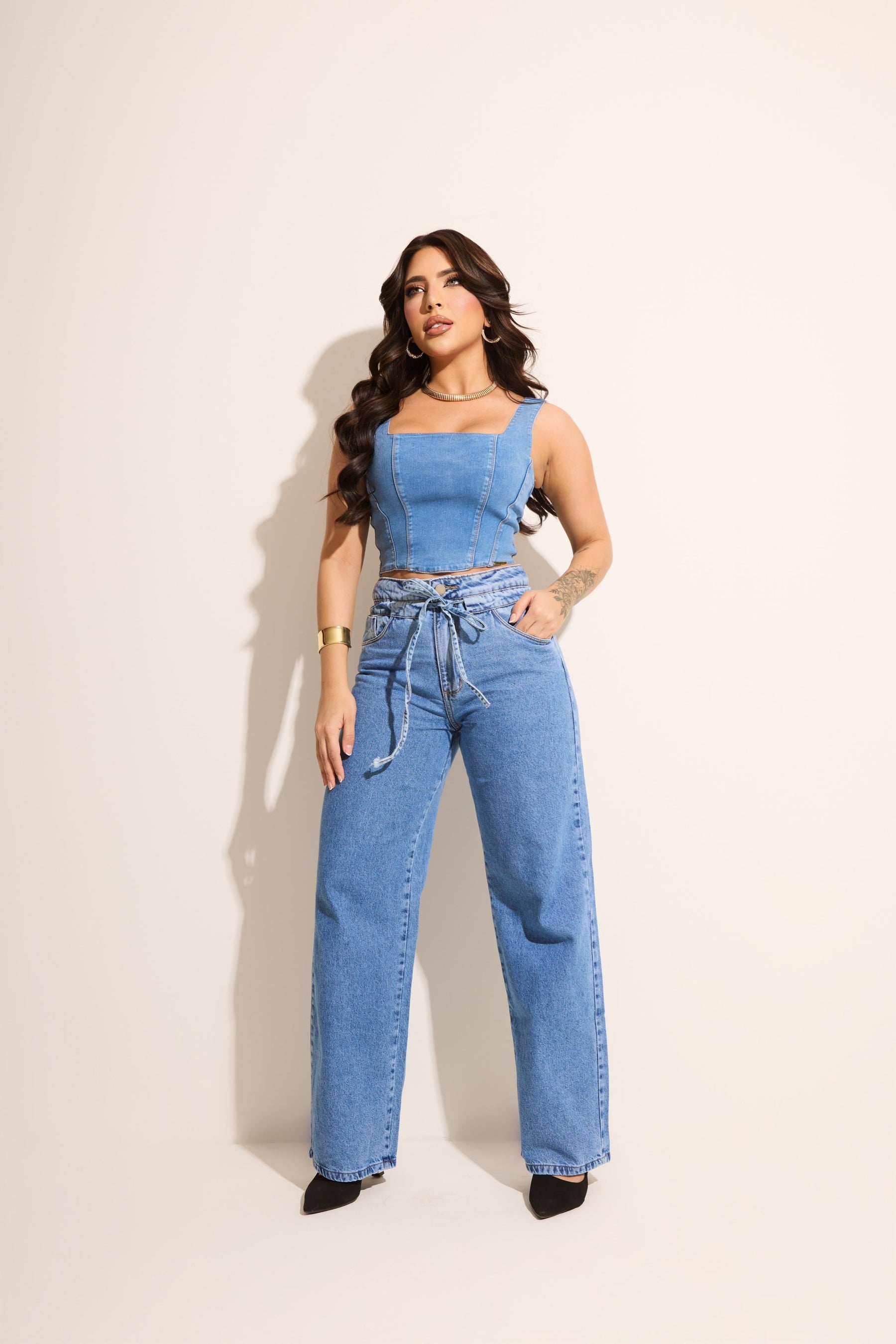 Cropped Jeans Corselet Modern Suelen - FULL