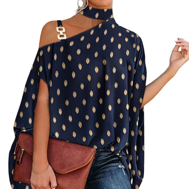 Blusa Gola Alta e Ombro Aberto Blenda