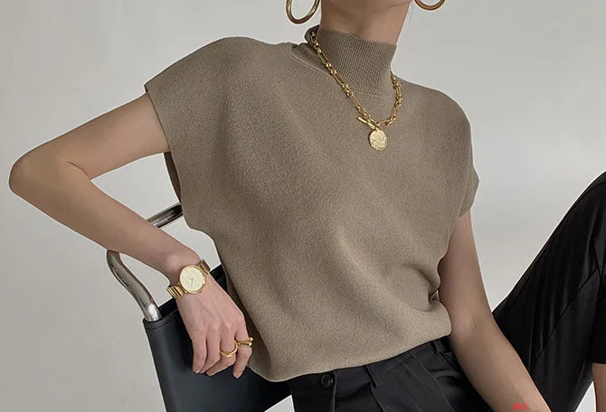 Blusa de Malha com Gola Alta