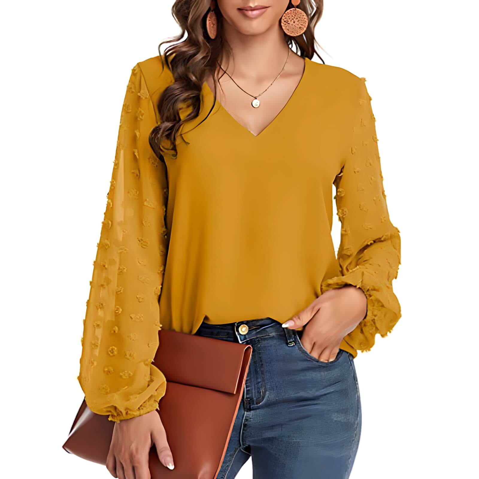 Blusa Casual de Chiffon Ruda