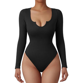 Body Suit Shape Slim Manga Longa com Decote