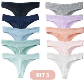 kit 5 Calcinhas Super Confortáveis em Algodão Tecido Luppo - Frete Grátis