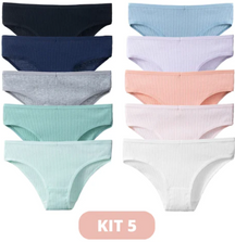 kit 5 Calcinhas Super Confortáveis em Algodão Tecido Luppo - Frete Grátis