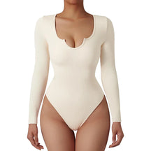 Body Suit Shape Slim Manga Longa com Decote