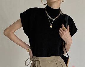 Blusa de Malha com Gola Alta