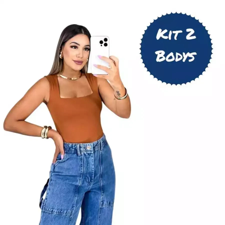 Kit 2 Body Regata Alça Larga - Estilo em Dobro ✨ Pague 1, Leve 2!