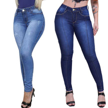 Kit 2 Calças Cós Alto Jeans Feminino Com Elastano Até o Umbigo Skinny Veste bem Modelagem Levanta Bumbum